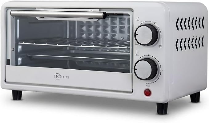 Kitchen Elite 4-Slice Countertop Toaster Oven, Stainless Steel Tray, White