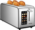 Mecity Touchscreen Toaster, 2 Long Slots for 4 Slices, Digital Bread & Browning Control, Stainless Steel Slim Toaster