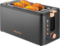 Mecity 4 Slice Toaster, Long Slot Toaster With Warming Rack, Timer, Bagel, Defrost, Reheat Functions, Crumb Tray