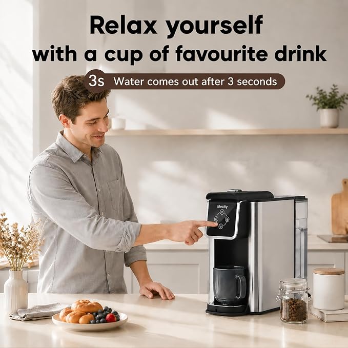 Mecity Coffee Maker 3 in 1 Single Serve Coffee Machine, Compatible with K cup Capsules, Instant Coffee Pot, Tea maker