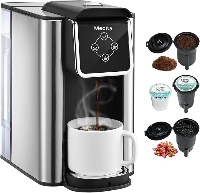 Mecity Coffee Maker 3 in 1 Single Serve Coffee Machine, Compatible with K cup Capsules, Instant Coffee Pot, Tea maker