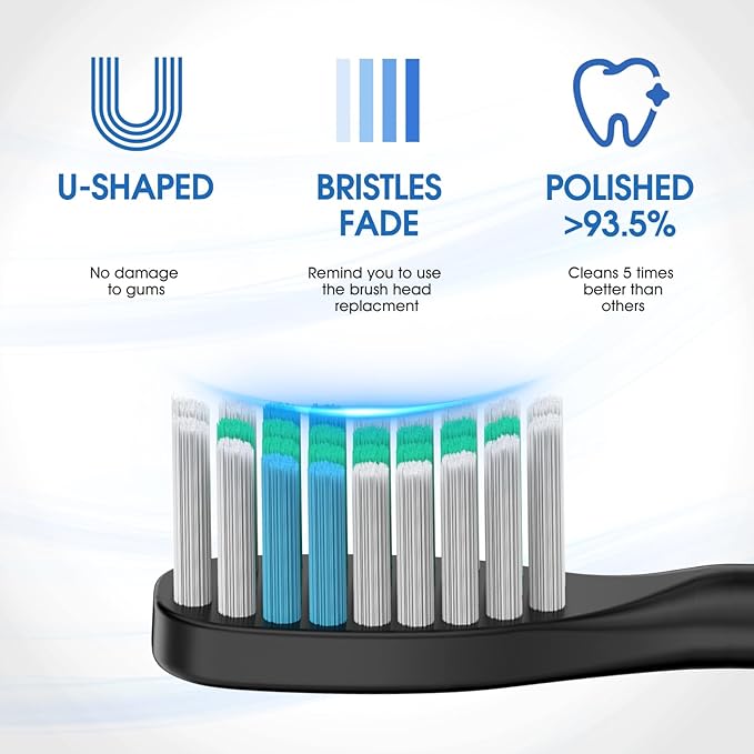 Electric Toothbrush, 40000 VPM Sonic Type for Adults & Teens-Black