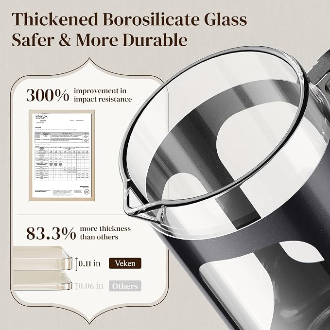 French Press Coffee Maker, No Plastic Touching Cafe,1 L Cafetera