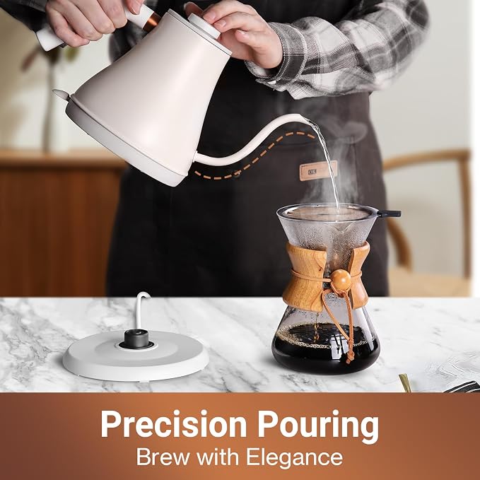 Mecity Electric Kettle Stainless Steel Gooseneck Water Kettle Water Boiler for Pour Over Coffee Fast Heating, Auto Shut Off,