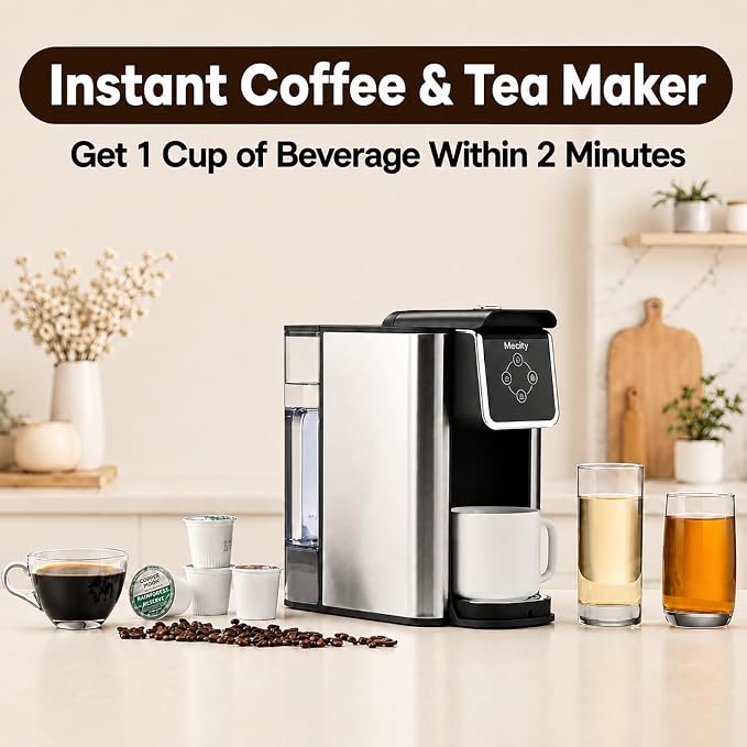Mecity Coffee Maker 3 in 1 Single Serve Coffee Machine, Compatible with K cup Capsules, Instant Coffee Pot, Tea maker