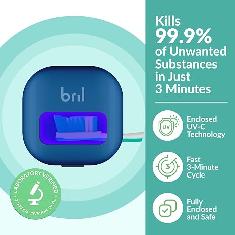 Toothbrush Sanitizer and Holder – Wall Mounted, Rechargeable, 30-Day Battery, Magnetic Mount, Fits Electric and Manual Brushes