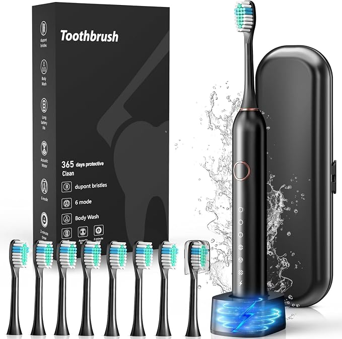 Electric Toothbrush, 40000 VPM Sonic Type for Adults & Teens-Black